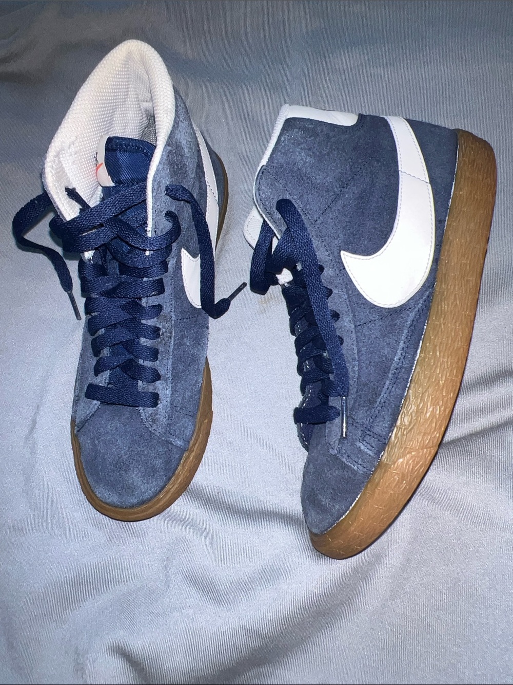 Nike Mid-Top Suede Sneakers in Navy with White Swoosh